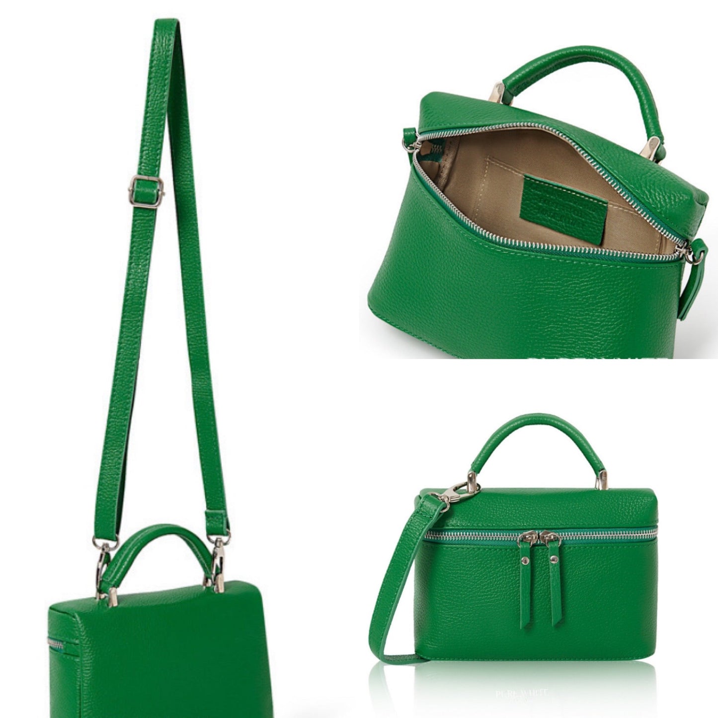 Charming leather bag with short handle & long strap - Hallow