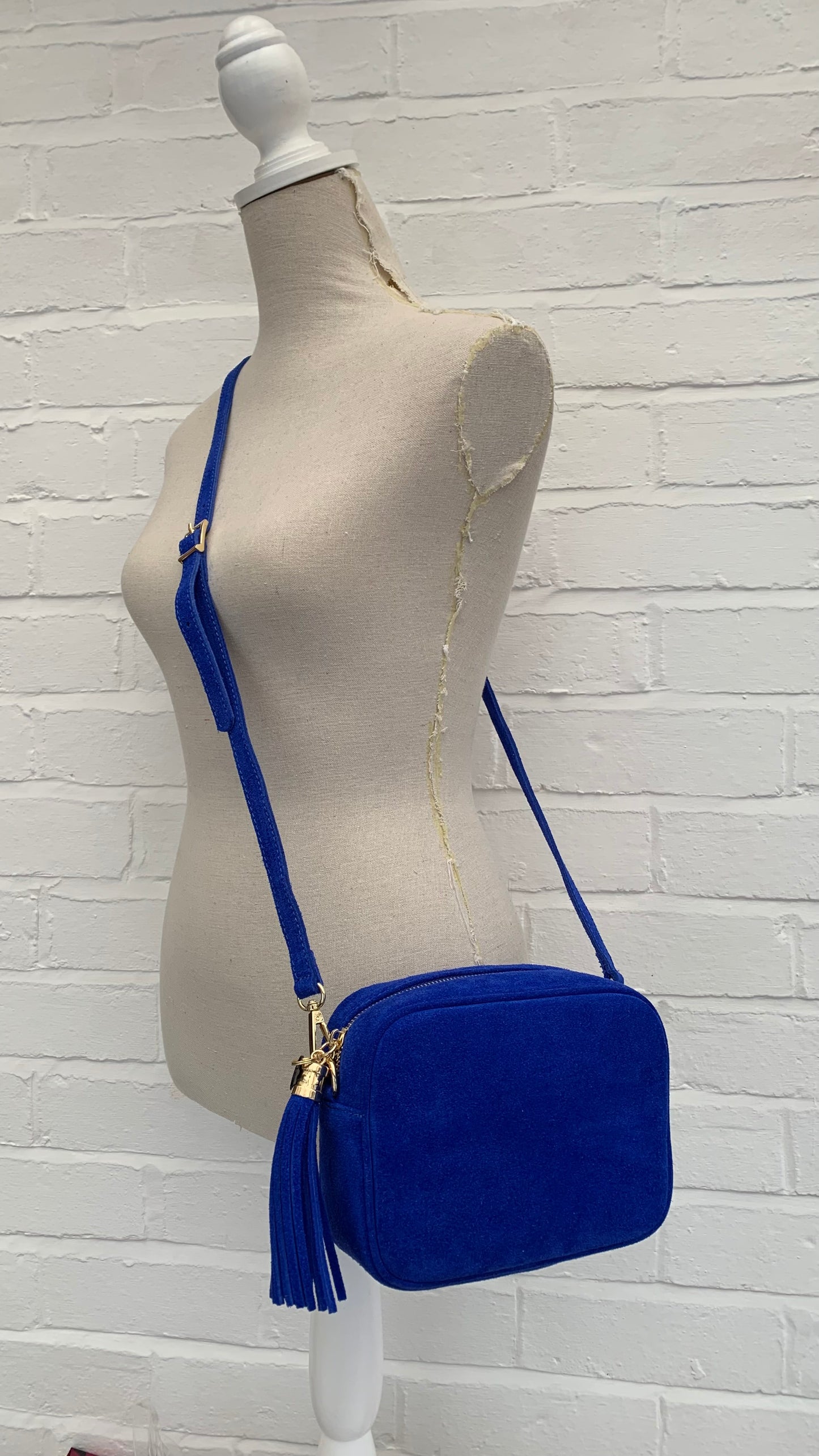 Royal Blue Suede Crossbody Bag - Jean