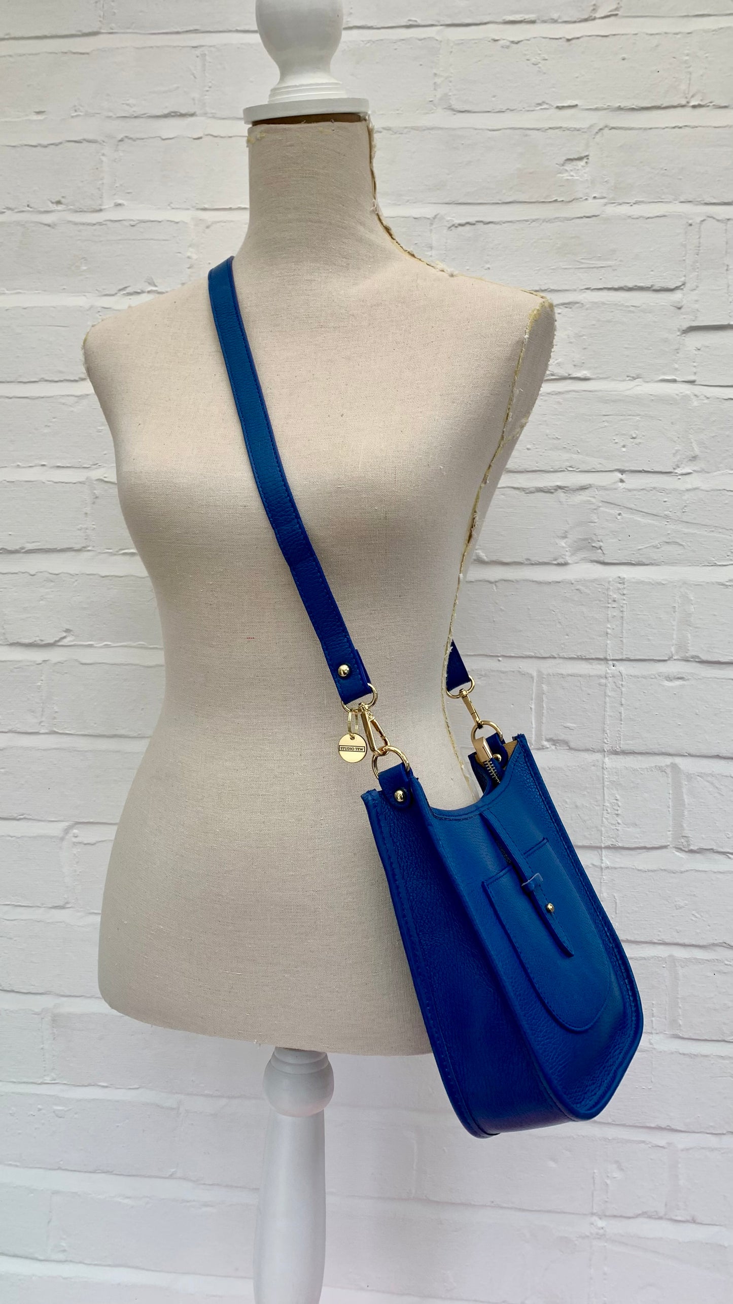 Royal Blue Leather Crossbody Bag - Meka