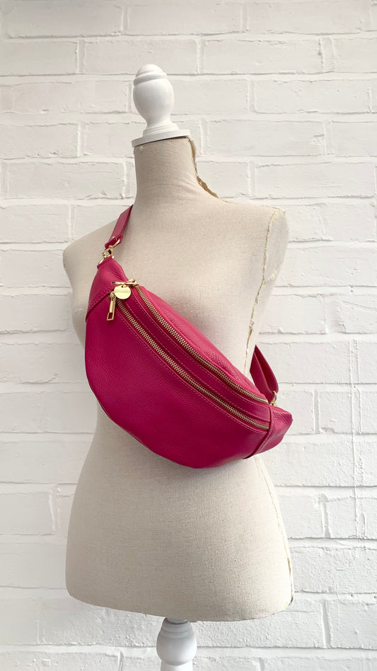 Fuchsia Leather Bag - Cecilia