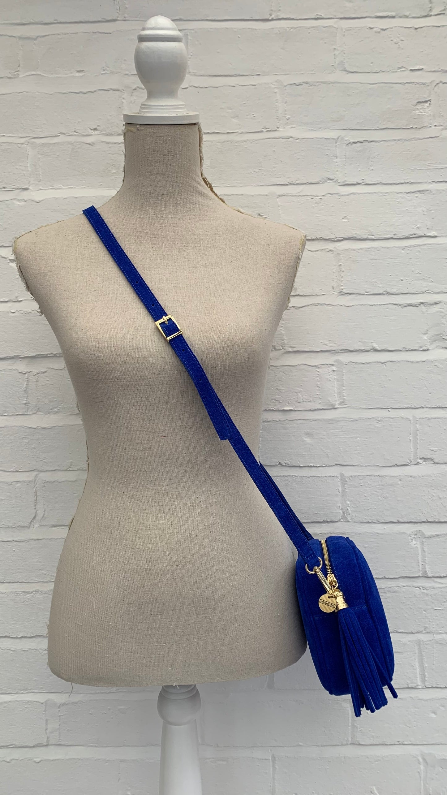 Royal Blue Suede Crossbody Bag - Jean