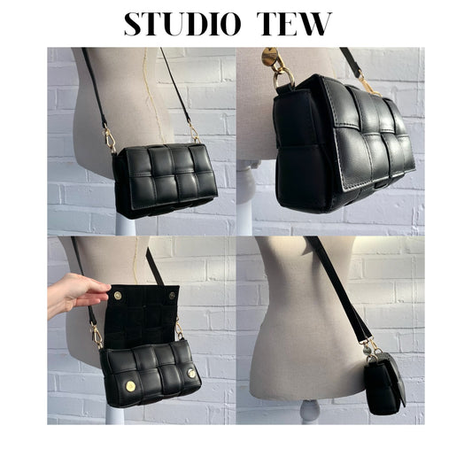 Black Leather Weaved Bag - London