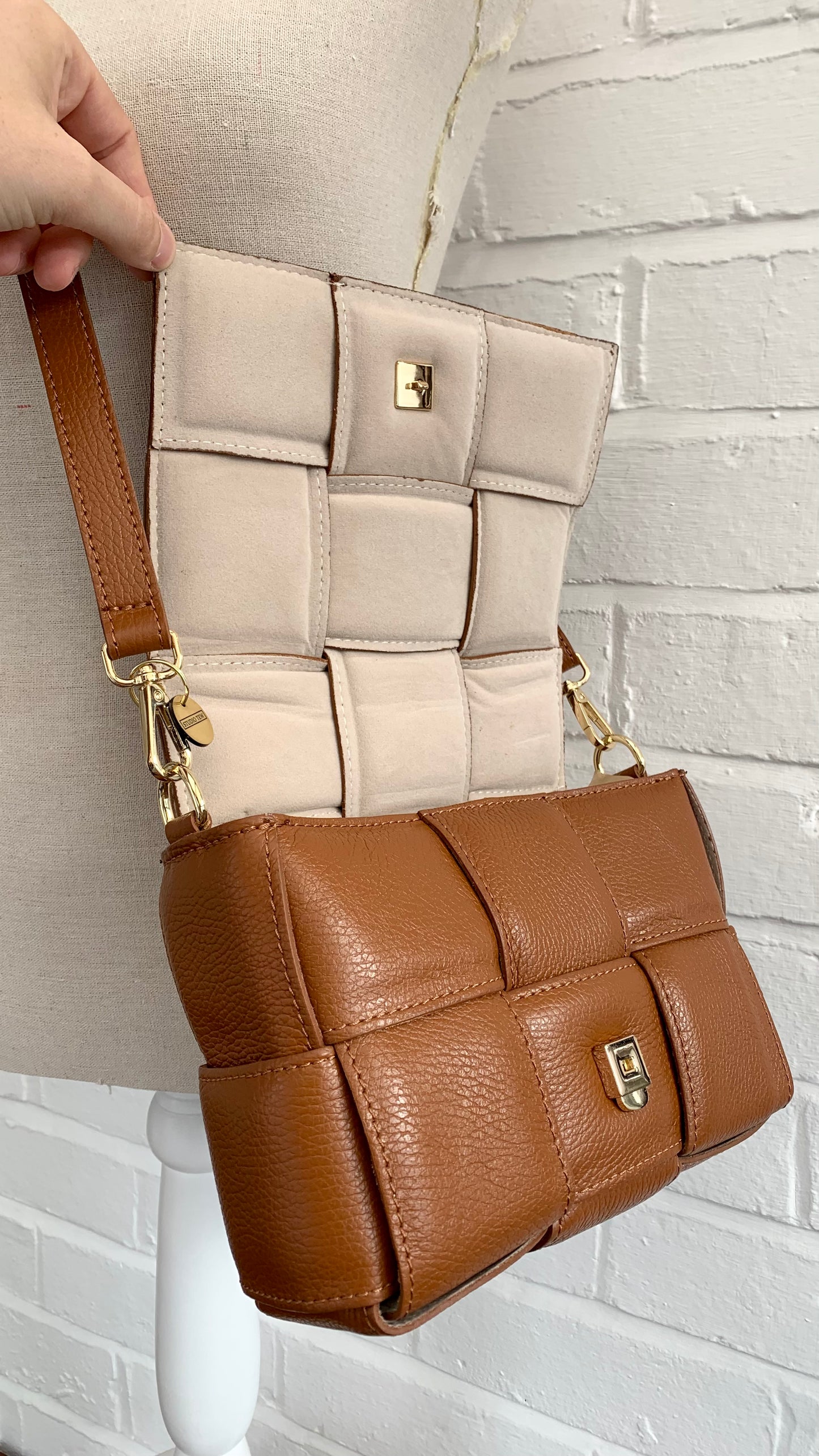 Tan Quilted Leather Bag - Polly