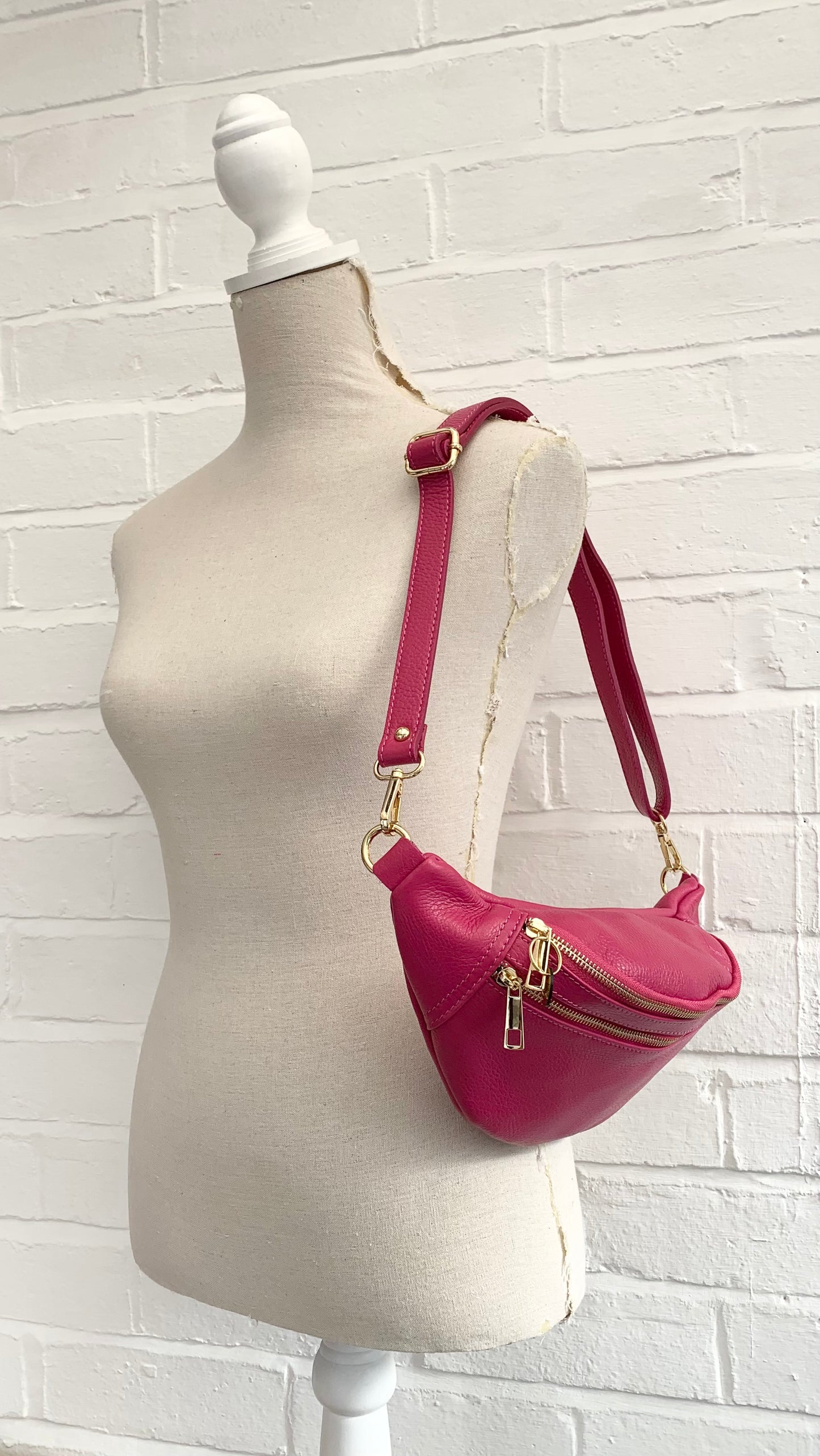 Fuchsia Leather Bag - Cecilia