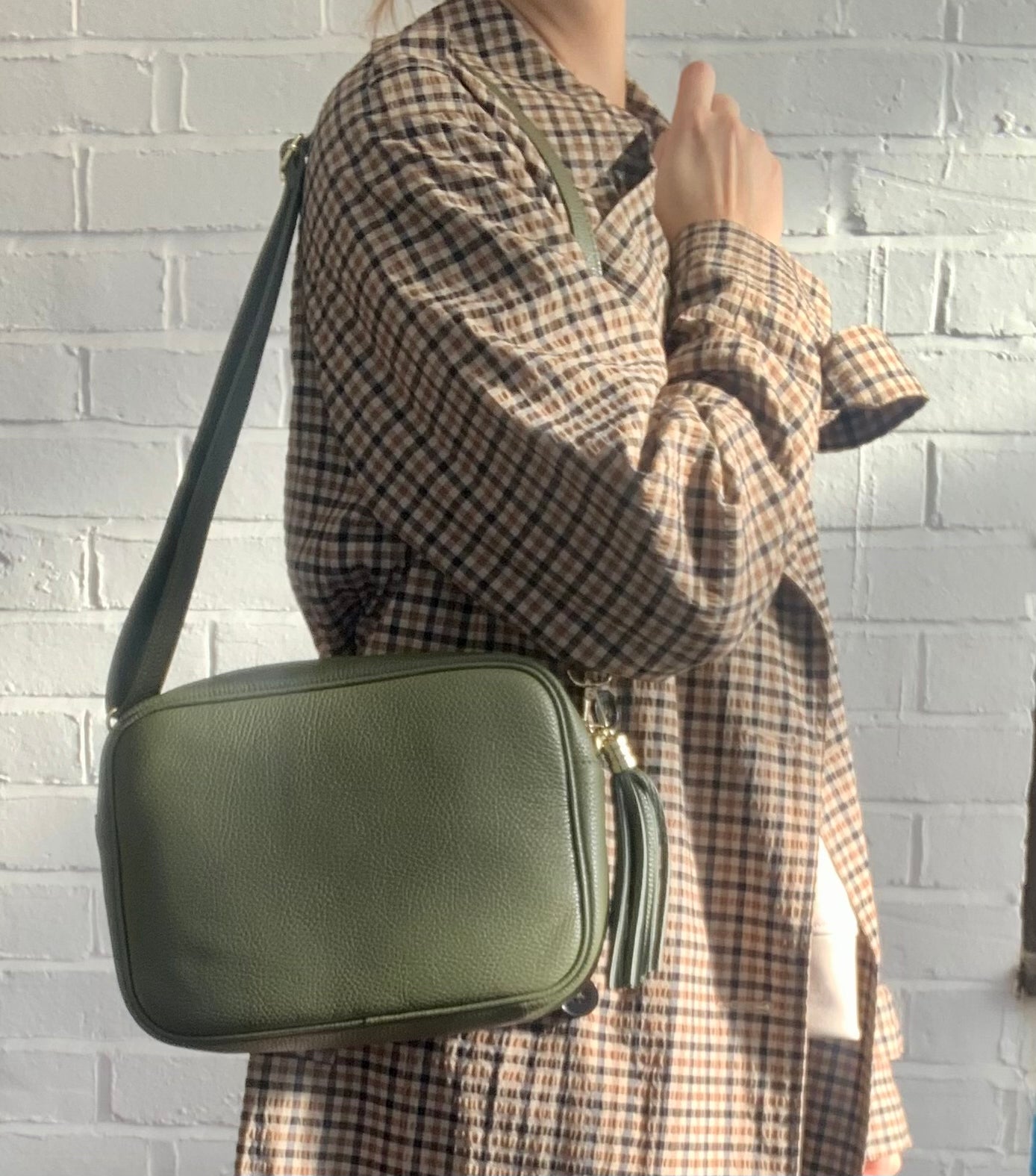 Grand sac à bandoulière vert olive - Darcy