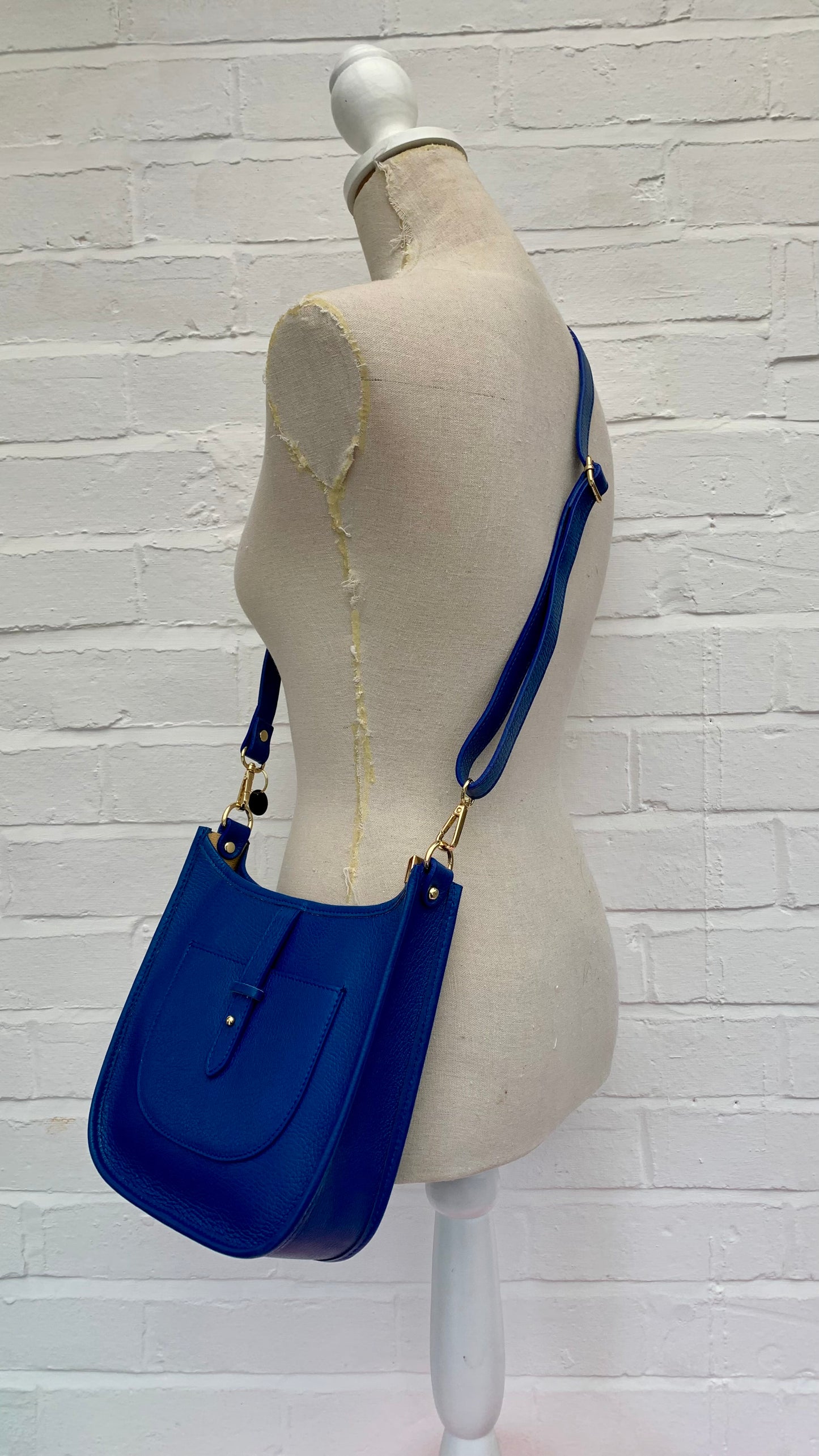 Royal Blue Leather Crossbody Bag - Meka