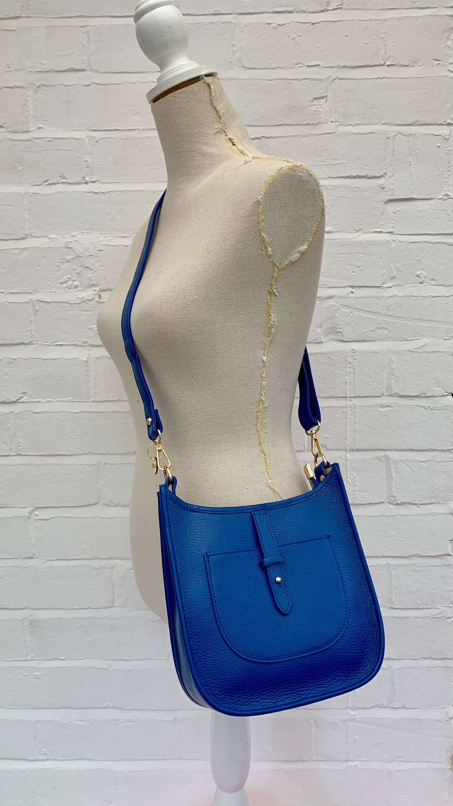 Royal Blue Leather Crossbody Bag - Meka