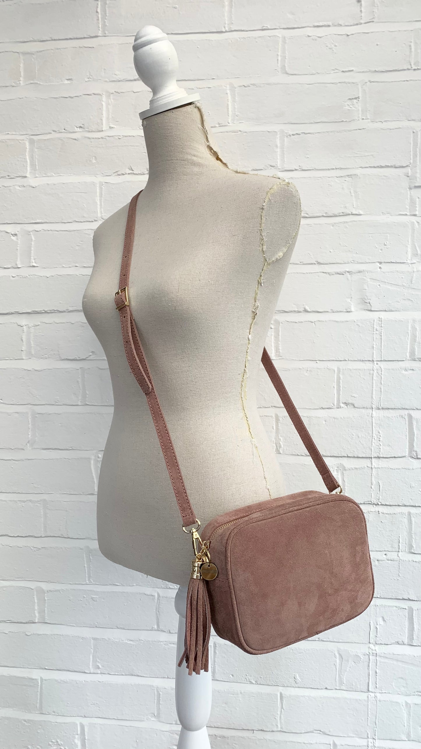 Rose Pink Suede Crossbody Bag - Jean