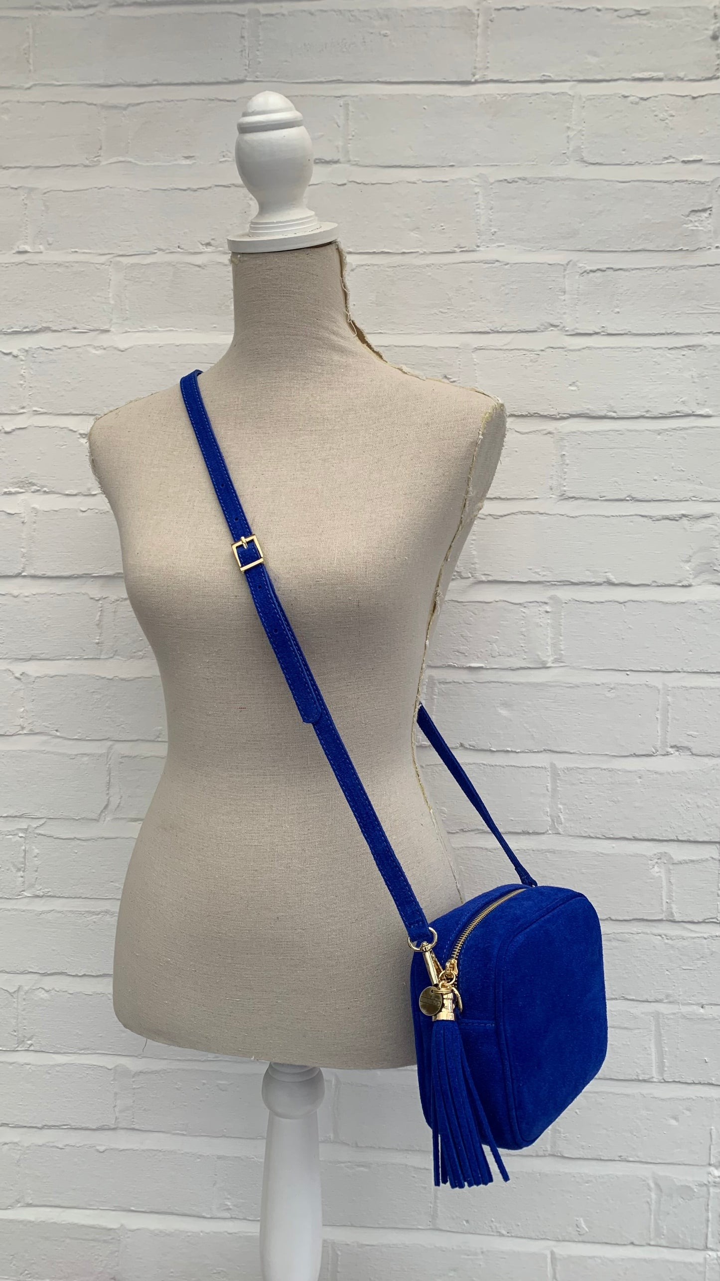 Royal Blue Suede Crossbody Bag - Jean