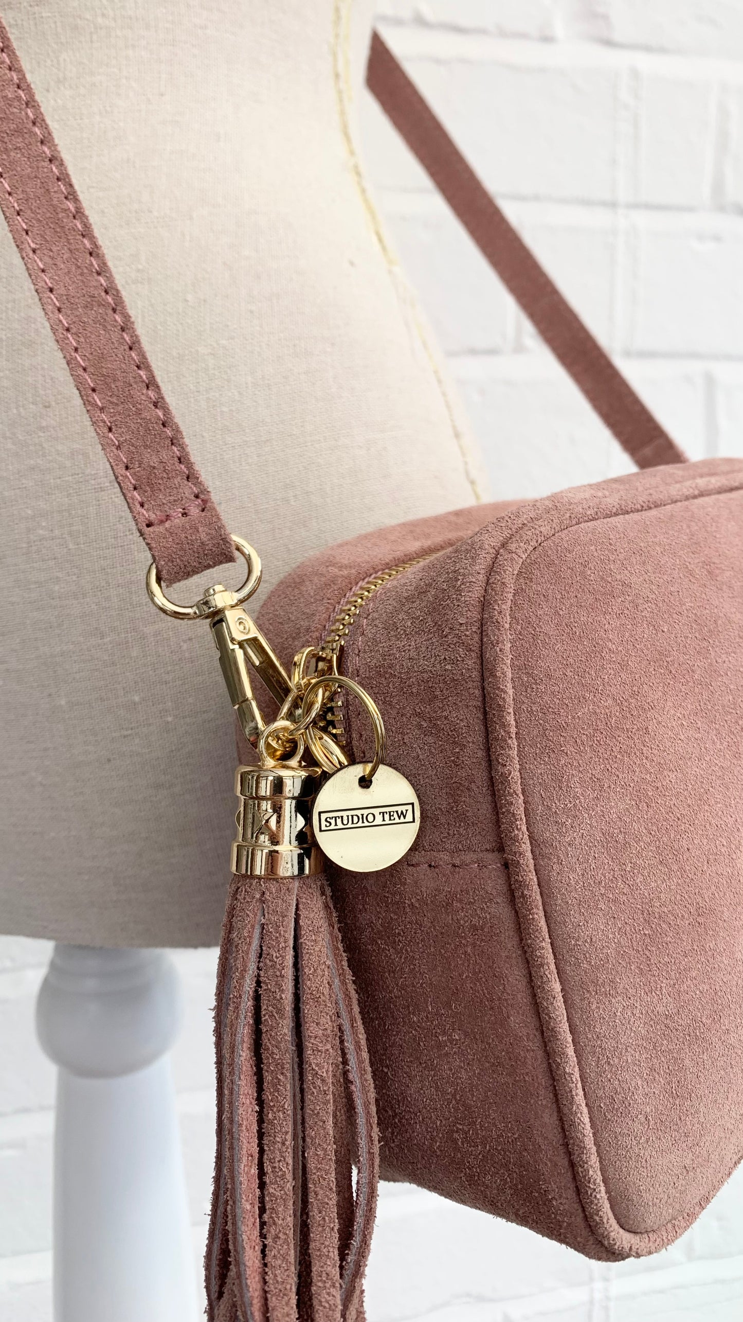 Rose Pink Suede Crossbody Bag - Jean