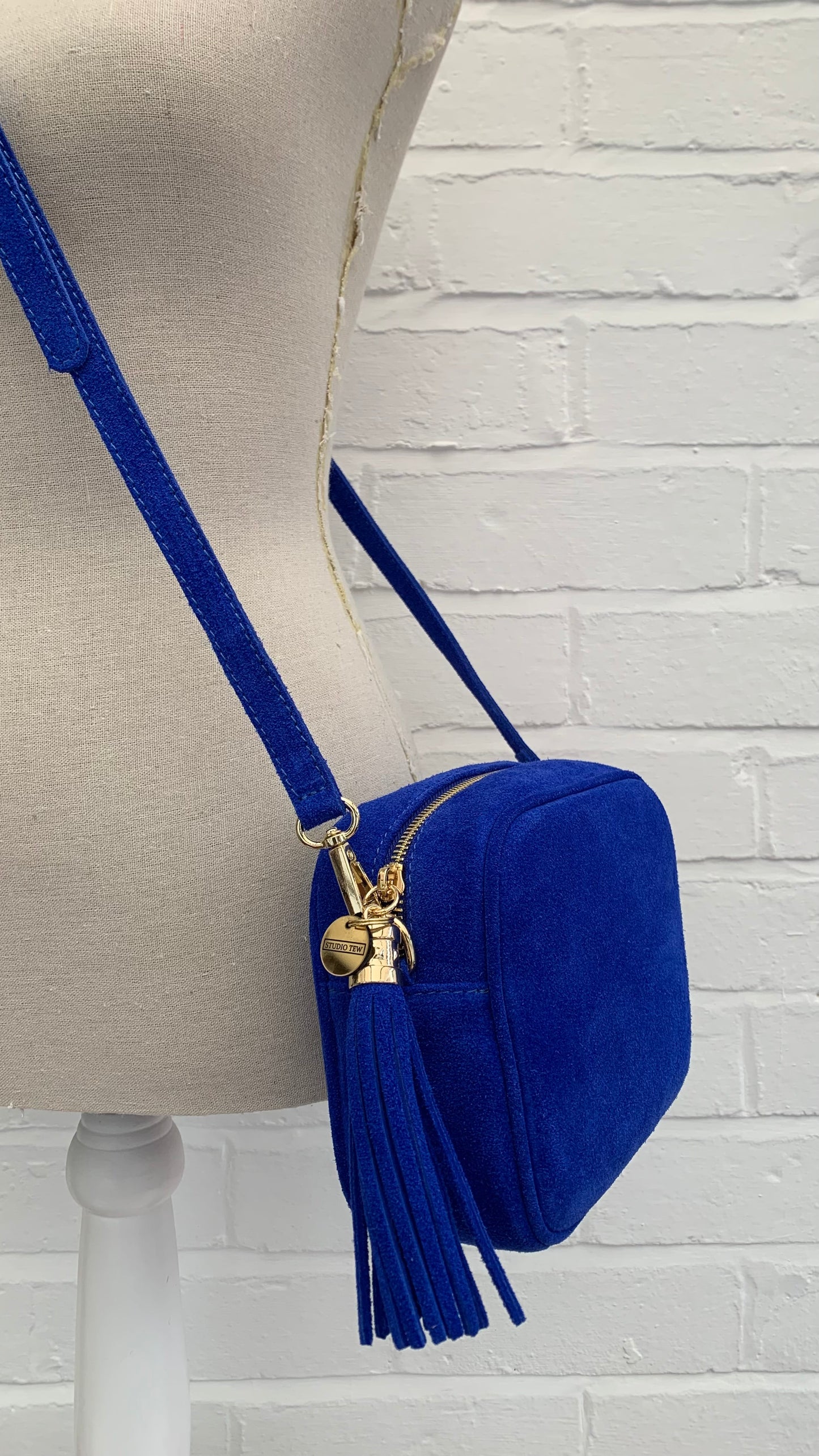 Royal Blue Suede Crossbody Bag - Jean