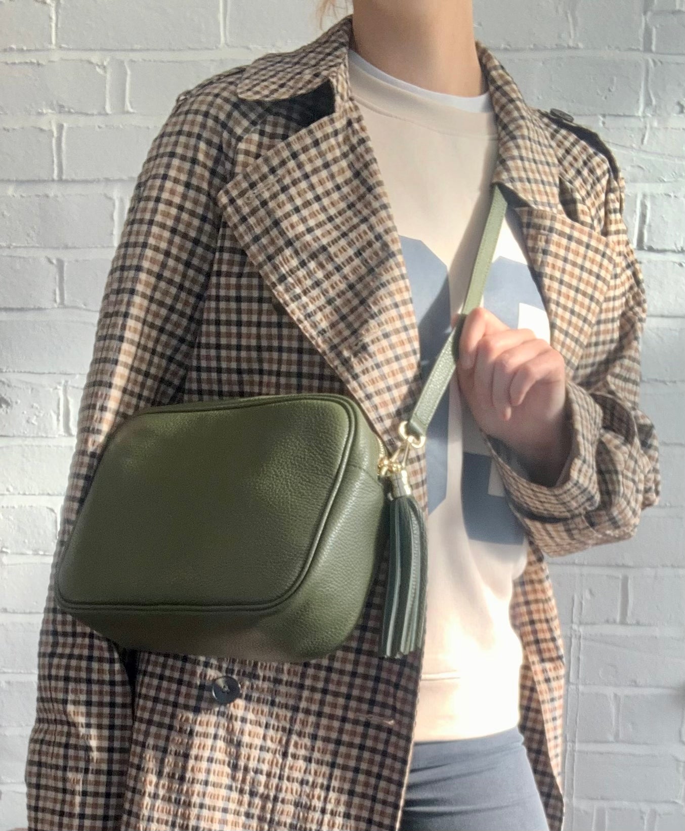 Grand sac à bandoulière vert olive - Darcy