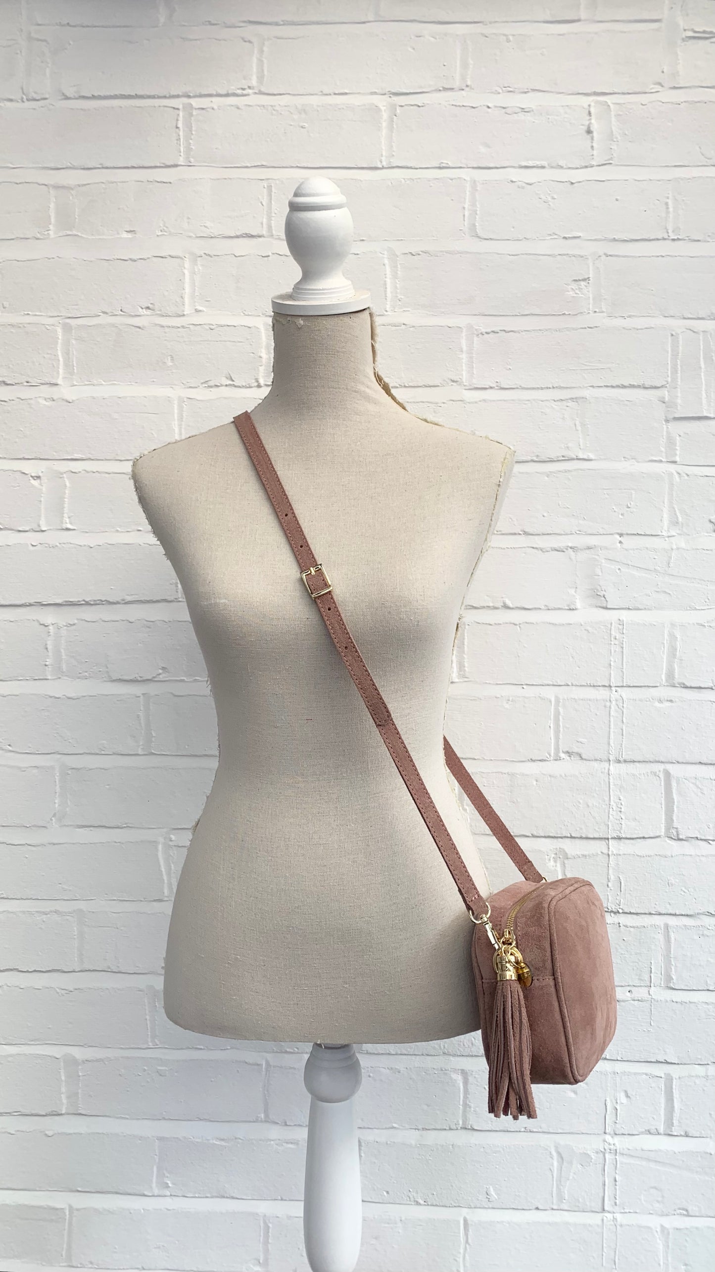 Rose Pink Suede Crossbody Bag - Jean