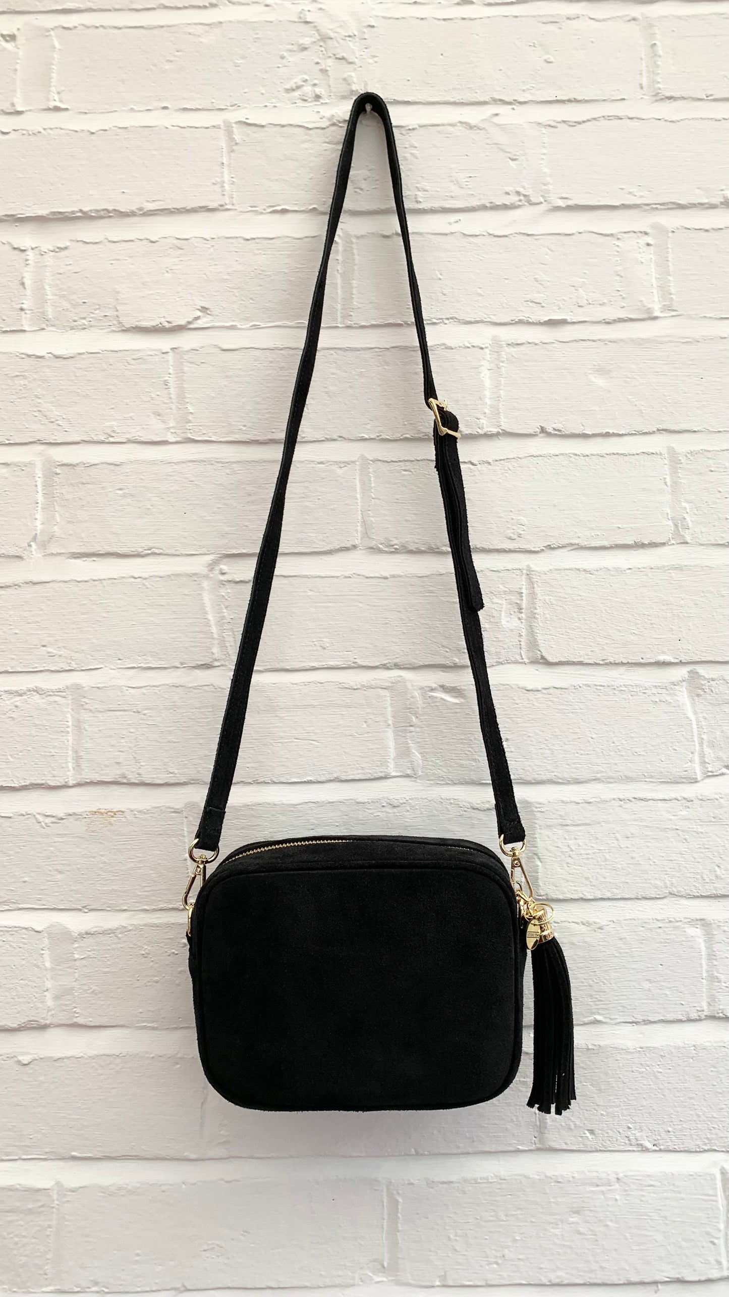 Black Suede Crossbody Bag - Jean