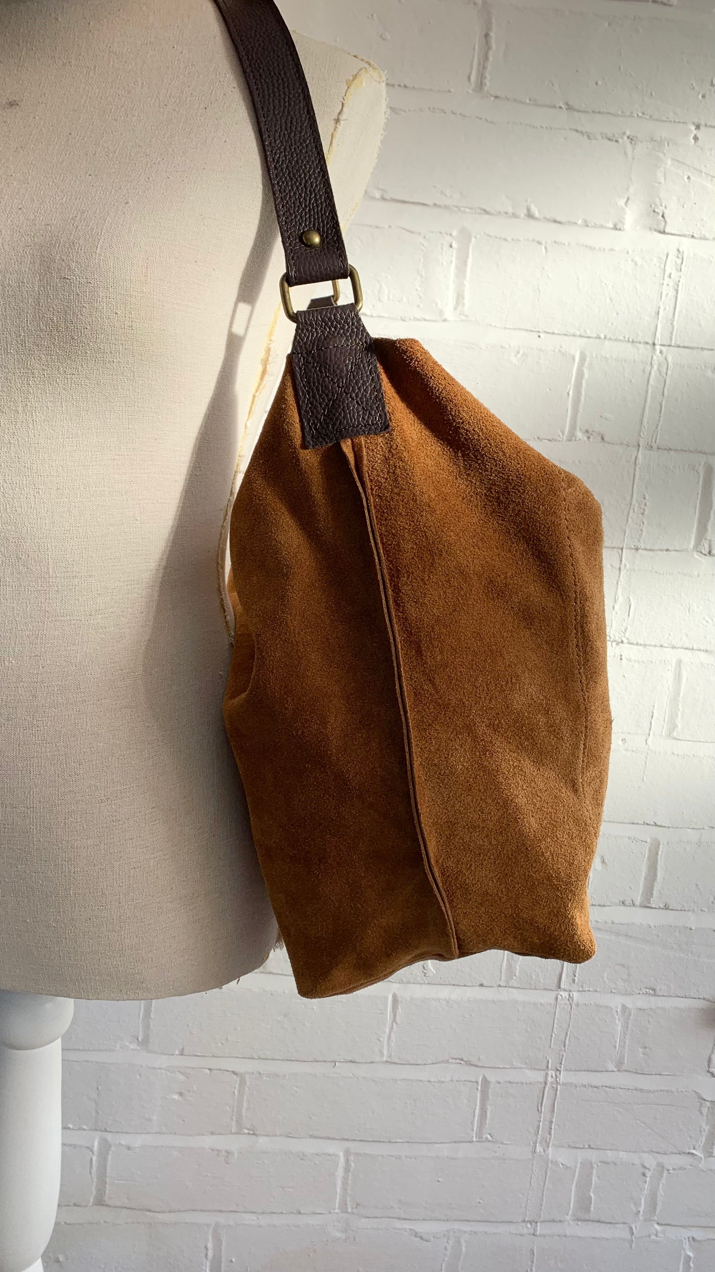 Brown Suede Shoulder Bag - Twiggy