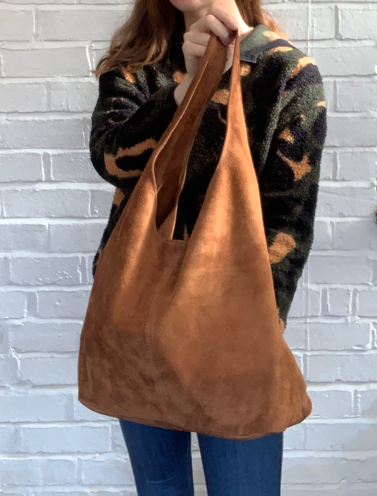 Suede Oversized Shoulder Bag - Charlie