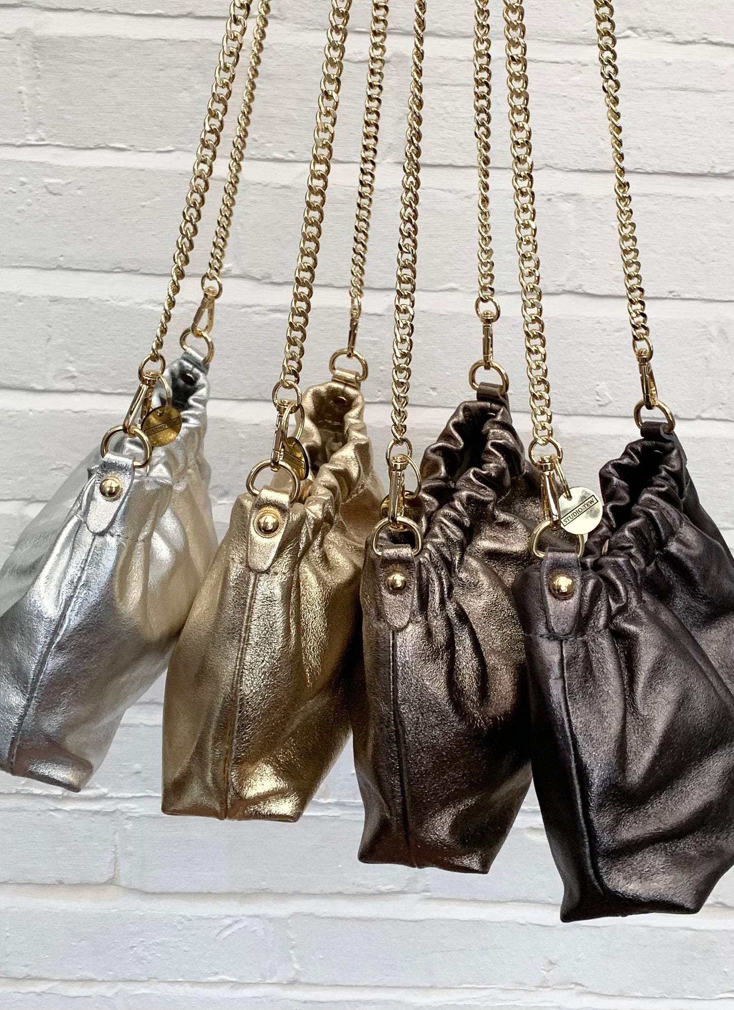 Metallic Party Bag With Chain Handle - Poppy