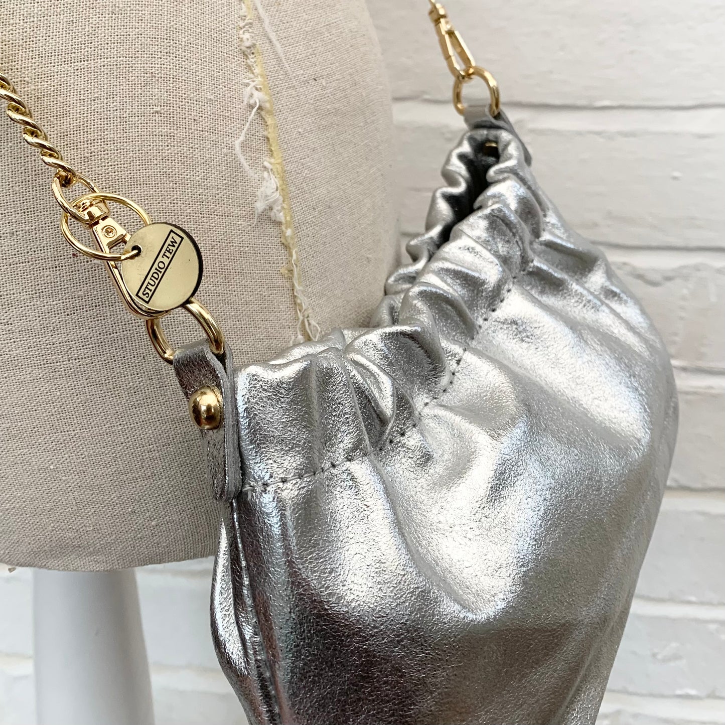 Metallic Party Bag With Chain Handle - Poppy