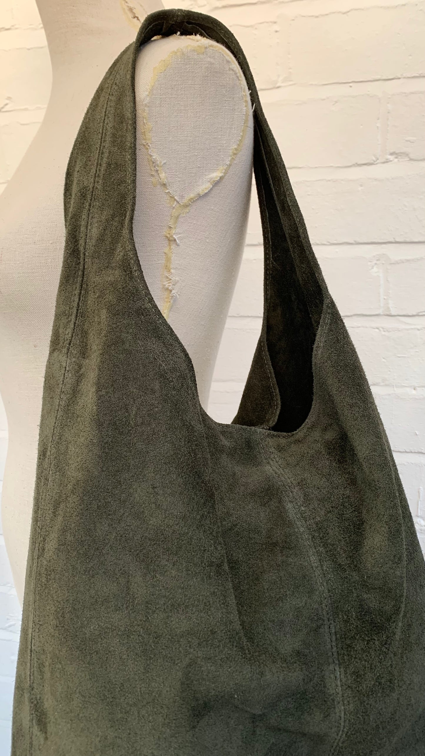 Dark Green Suede Oversized Shoulder Bag - Charlie