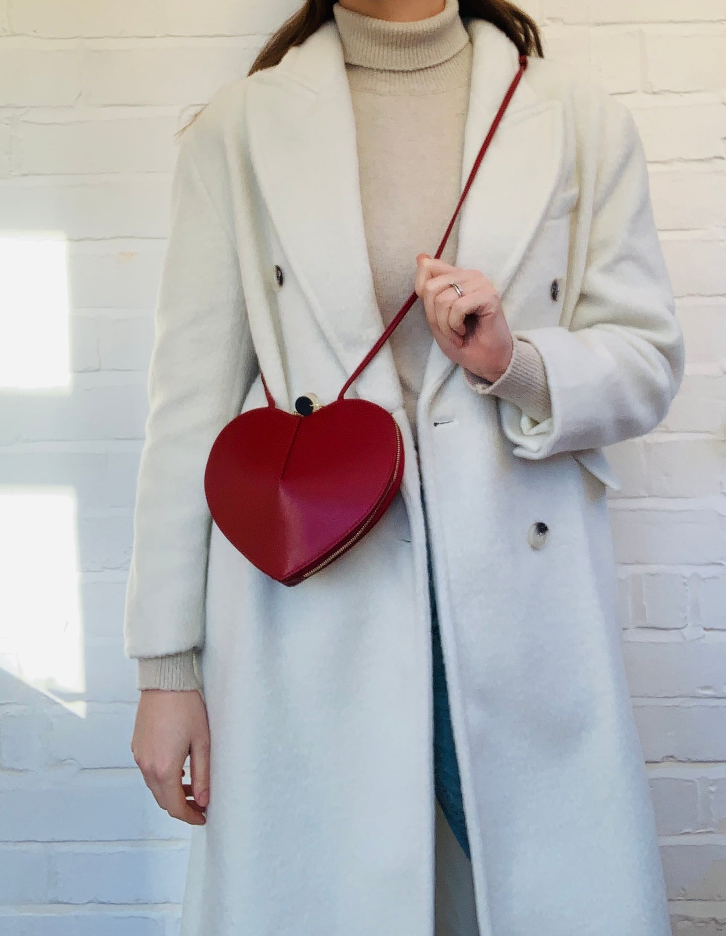 Red Love Heart Leather Bag - Amour