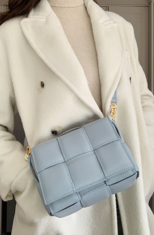 Pale Blue Quilted Leather Bag - Polly