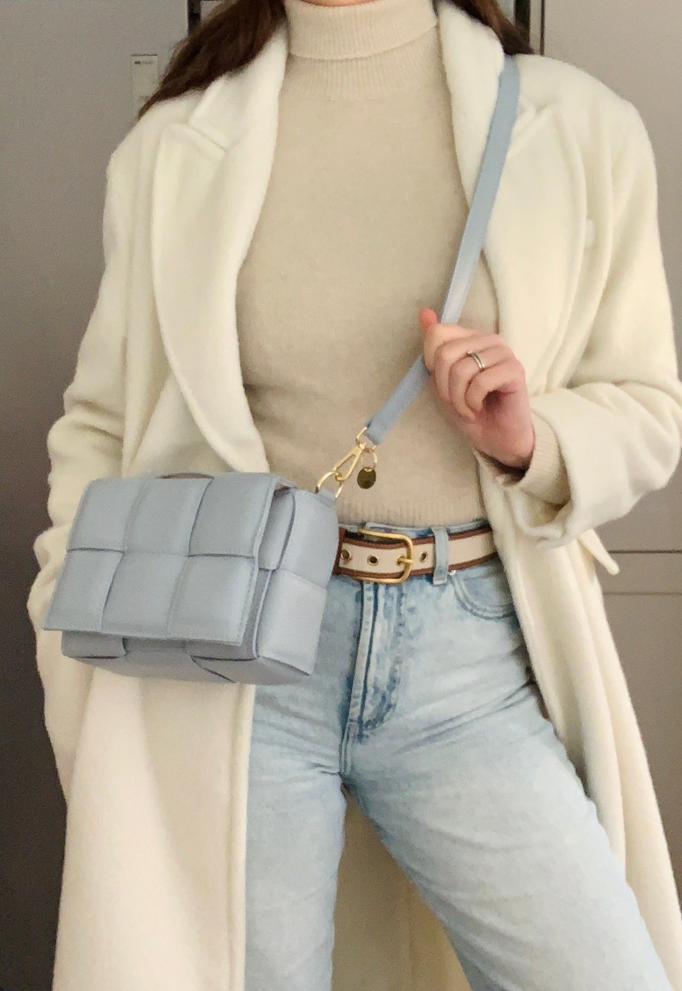 Sac en cuir matelassé bleu pâle - Polly