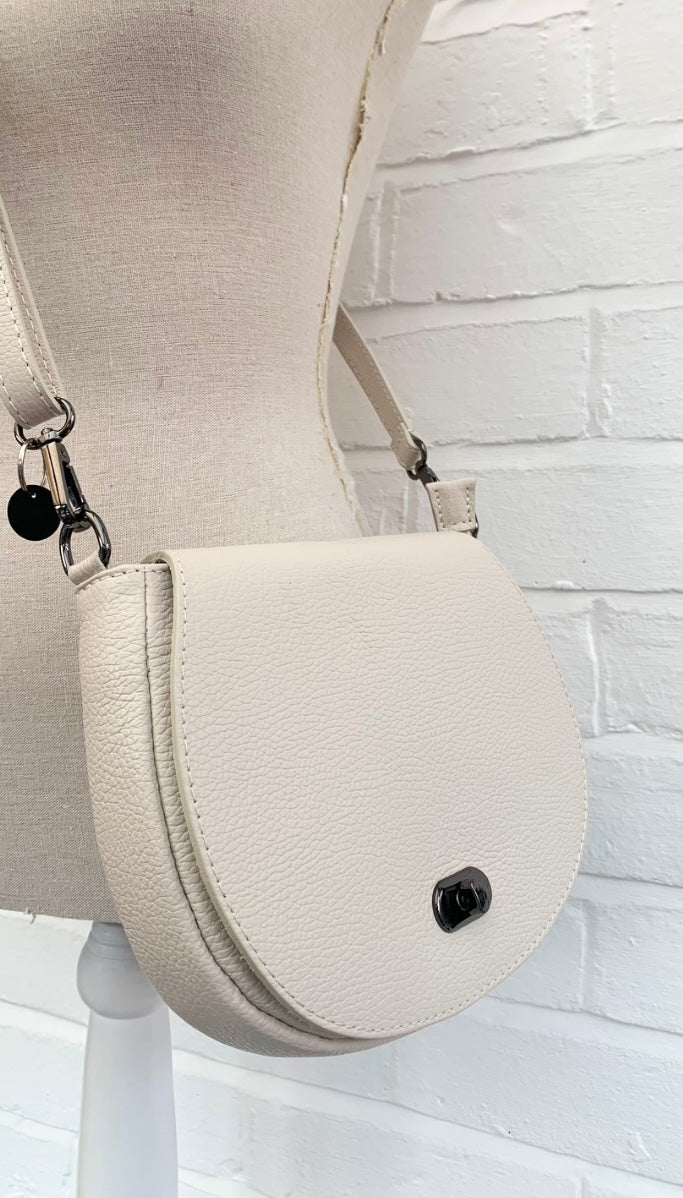 Cream Leather Satchel Bag