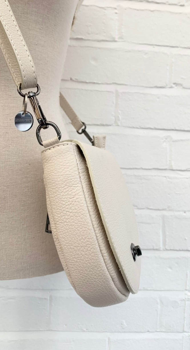 Cream Leather Satchel Bag