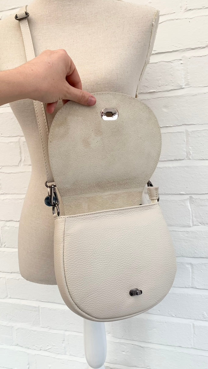 Cream Leather Satchel Bag