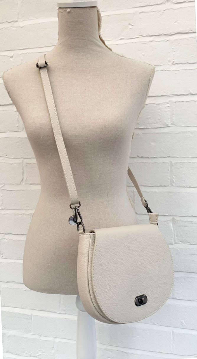 Cream Leather Satchel Bag