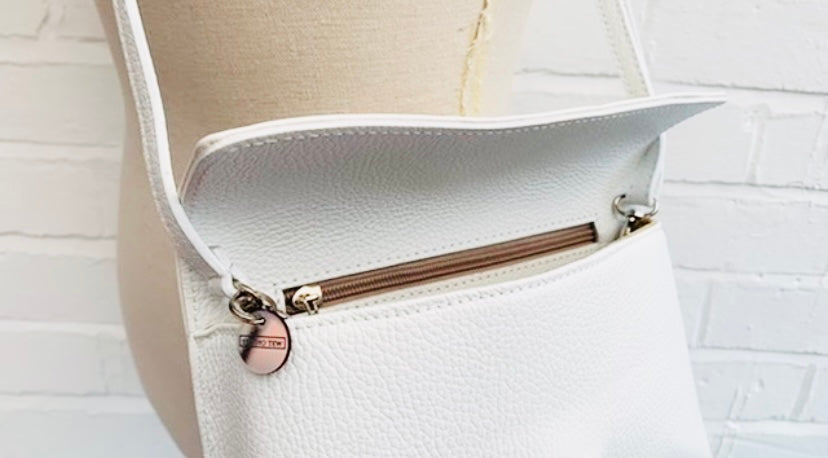 White Leather Loop Handle Bag - Claris