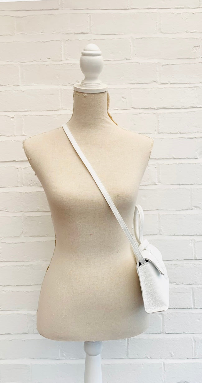 White Leather Loop Handle Bag - Claris