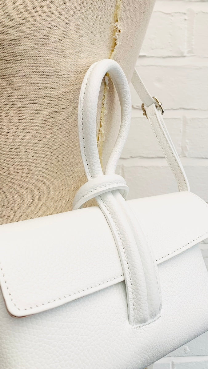 White Leather Loop Handle Bag - Claris