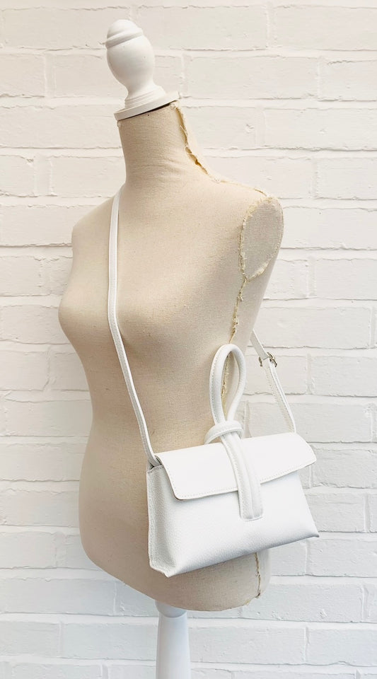 White Leather Loop Handle Bag - Claris