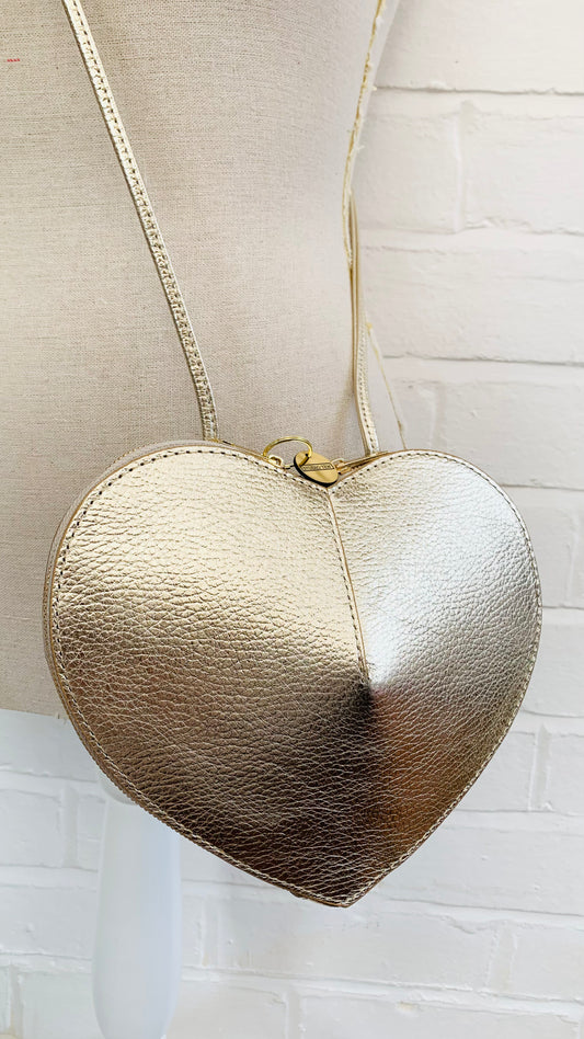 Gold Love Heart Leather Bag - Amour