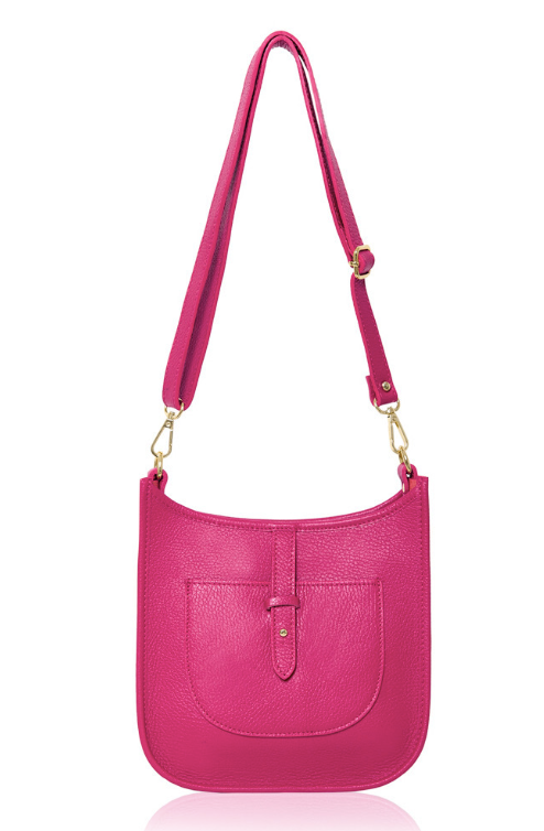 Sac bandoulière en cuir fuchsia - Meka