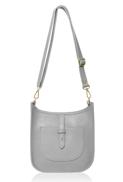 Sac bandoulière en cuir gris clair - Meka