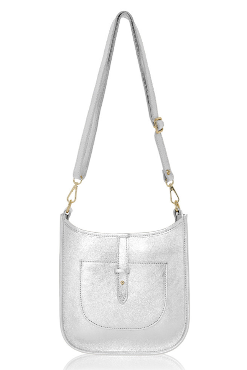 Silver Leather Crossbody Bag - Meka