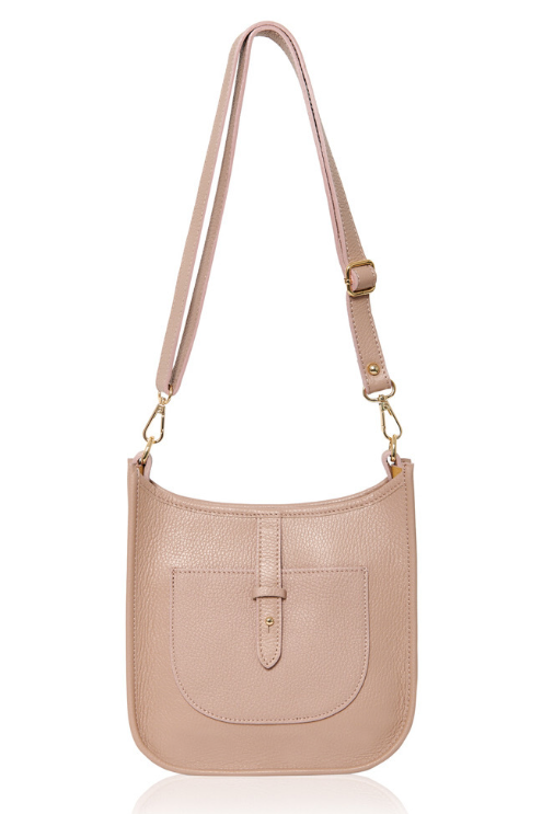 Light Pink Leather Crossbody Bag - Meka