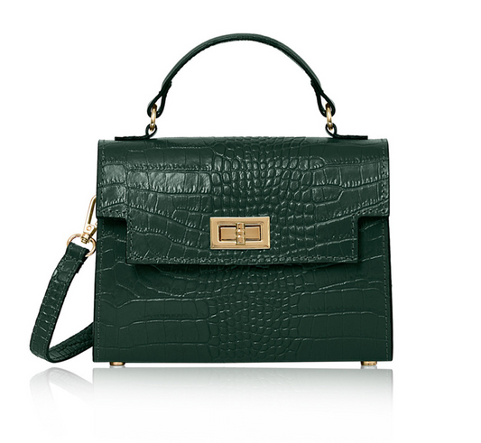 Sac en Cuir Imprimé Crocodile Vert - Cindy