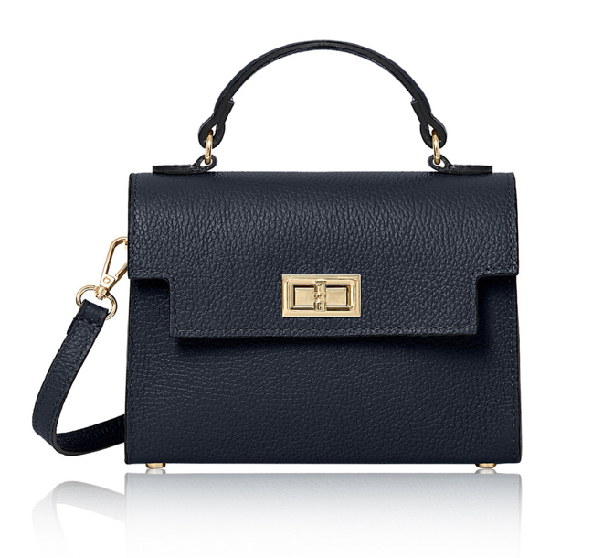 Navy Leather Classic Bag - Mindy