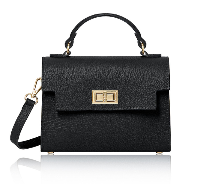 Black Leather Classic Bag - Mindy