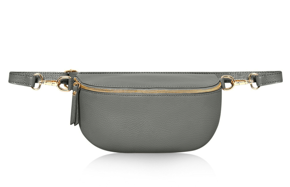 Light Grey Large Leather Sling Bag - Felicity