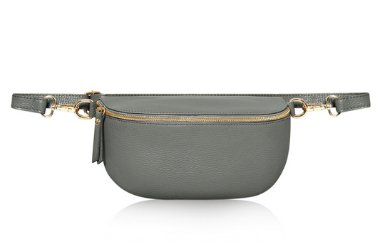 Light Grey Large Leather Sling Bag - Felicity