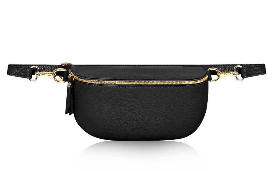 Black Large Leather Sling Bag - Felicity