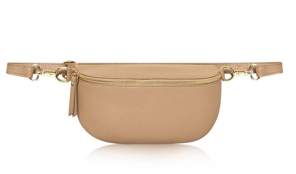 Light Taupe Large Leather Sling Bag - Felicity