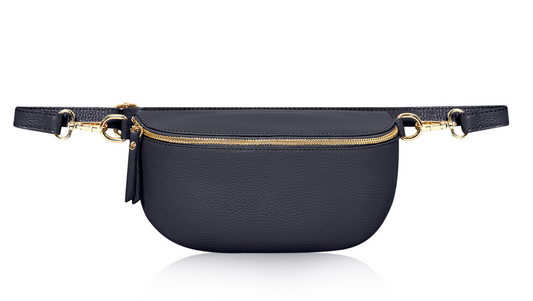 Navy Large Leather Sling Bag - Felicity