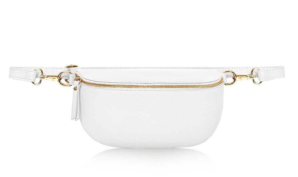 White Large Leather Sling Bag - Felicity