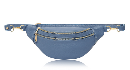 Übergroße blaue Ledertasche – Cecilia