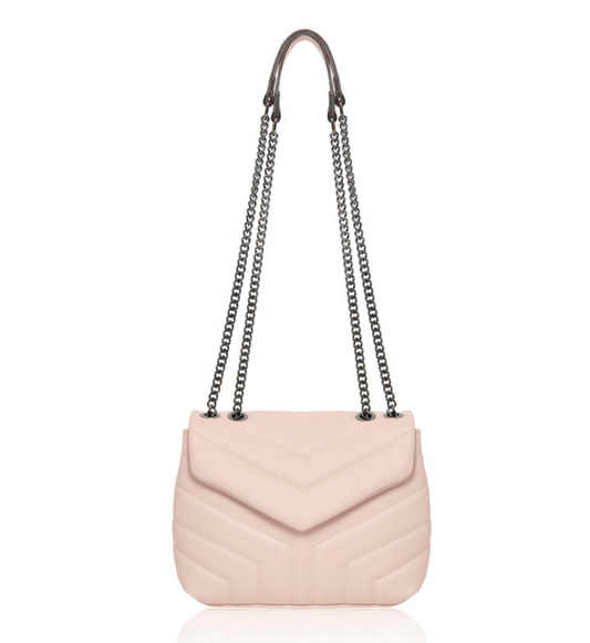 Sac En Cuir Matelassé Rose Pâle Avec Anse Chaîne - Monaco